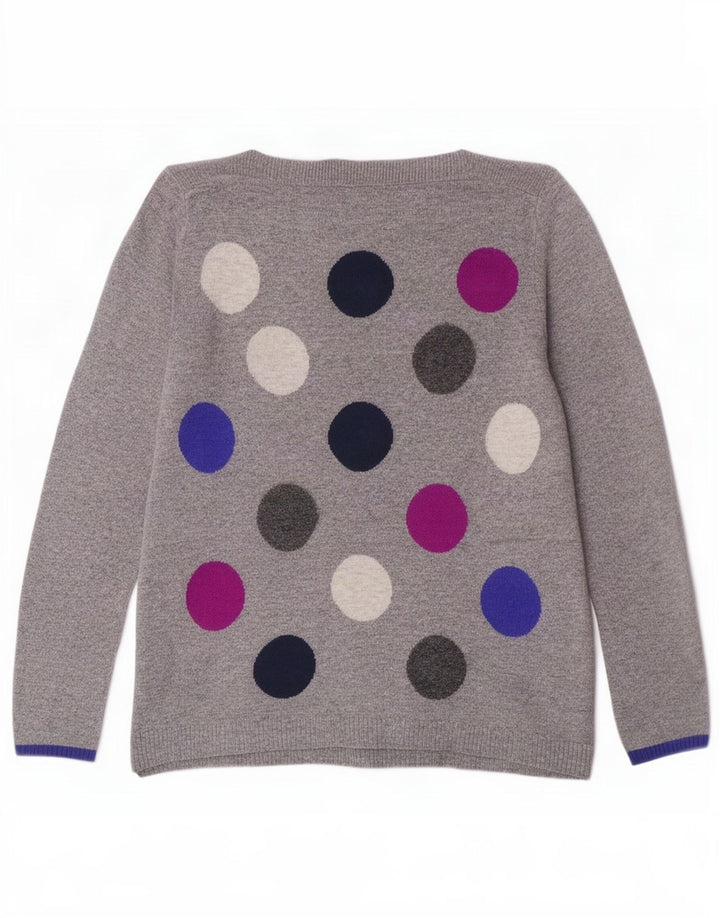 Maglione maglione con scollo a barca da donna White Stuff UK 10 Piccolo grigio geometrico