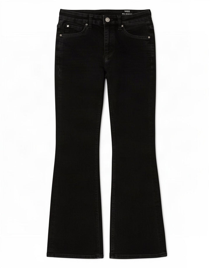 Jeans Marks & Spencer da donna Eva Bootcut UK 10 piccoli W27 L27 neri