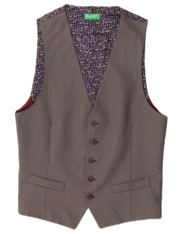Gilet Uomo Benetton IT 46 Small Grigio Geometria Poliestere