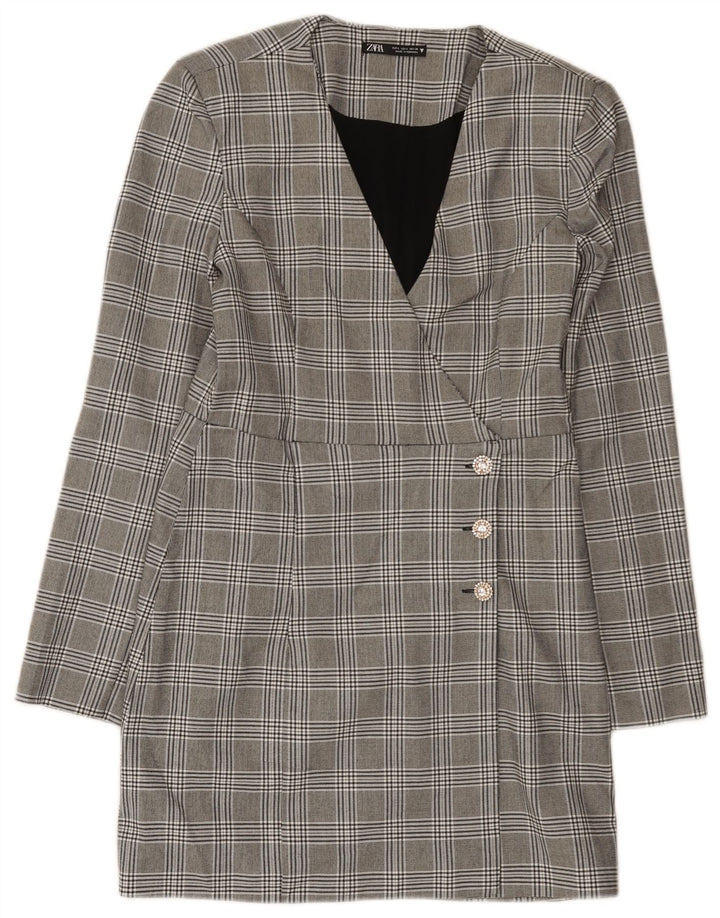 Abito tubino Zara da donna UK 14 Poliestere grande grigio pied de poule