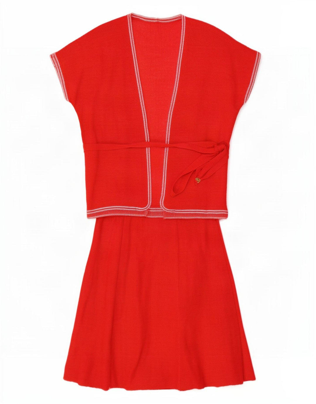 Set gonna vintage da donna in 2 pezzi UK 12 medio W26 rosso