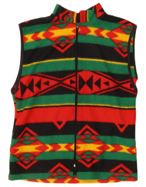 Gilet in pile vintage da uomo UK 38 medio multicolore geometrico