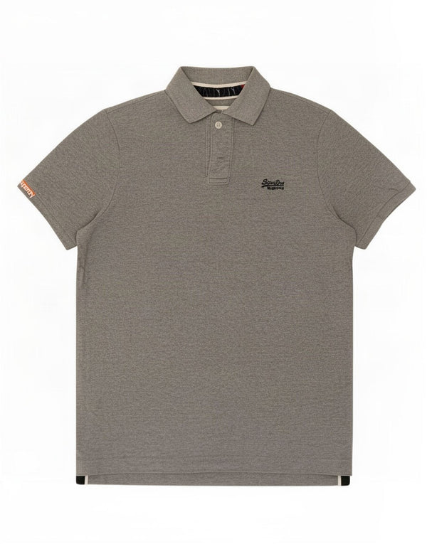 Polo da uomo Superdry Large in cotone chiazzato grigio