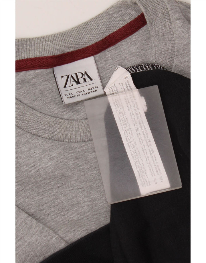 Felpa Zara da uomo, maglione grande, cotone color block multicolore