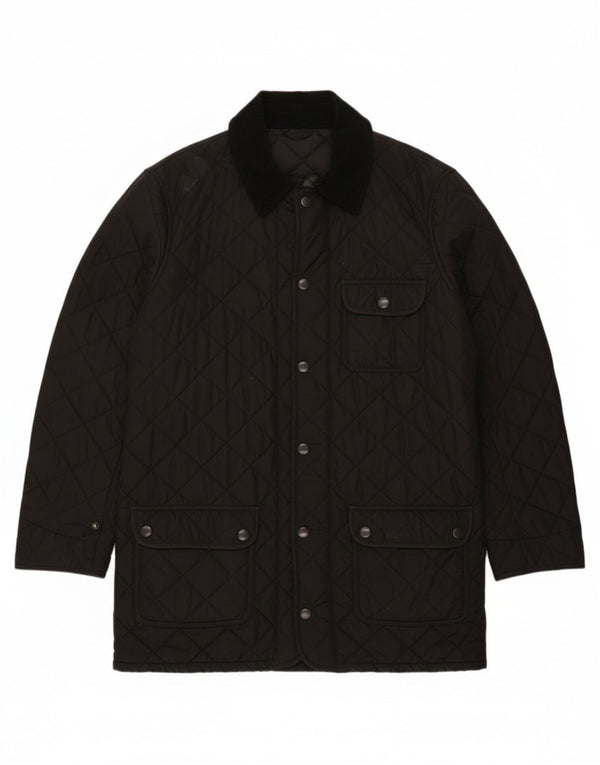 Barbour Mens Quilted Overcoat UK 40 Large Black Polyester