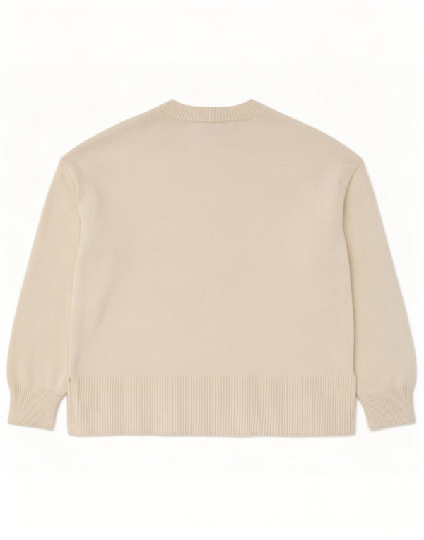 Maglione maglione girocollo da donna Zara UK 10 piccolo poliestere bianco sporco