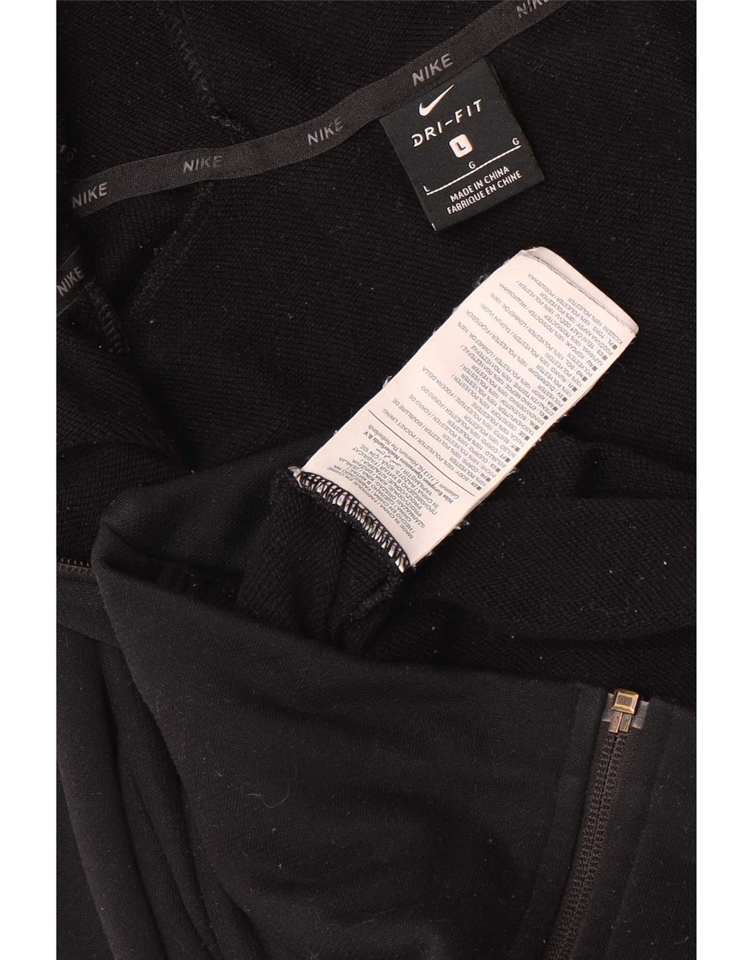 Felpa con cappuccio e zip grafica Nike Dri Fit da uomo grande in poliestere nero