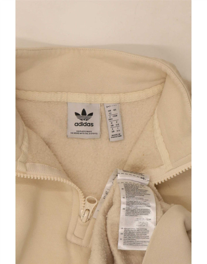 Felpa grafica oversize da donna Adidas maglione UK 12 beige medio