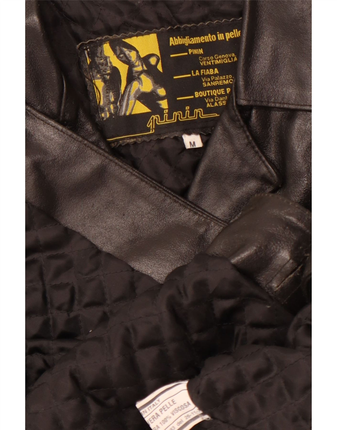 Cappotto in pelle da donna VINTAGE UK 14 Pelle nera media