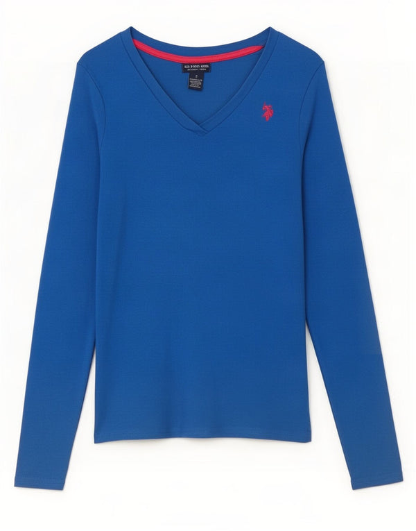 Polo Assn. degli Stati Uniti Top da donna a maniche lunghe UK 10 piccolo in cotone blu