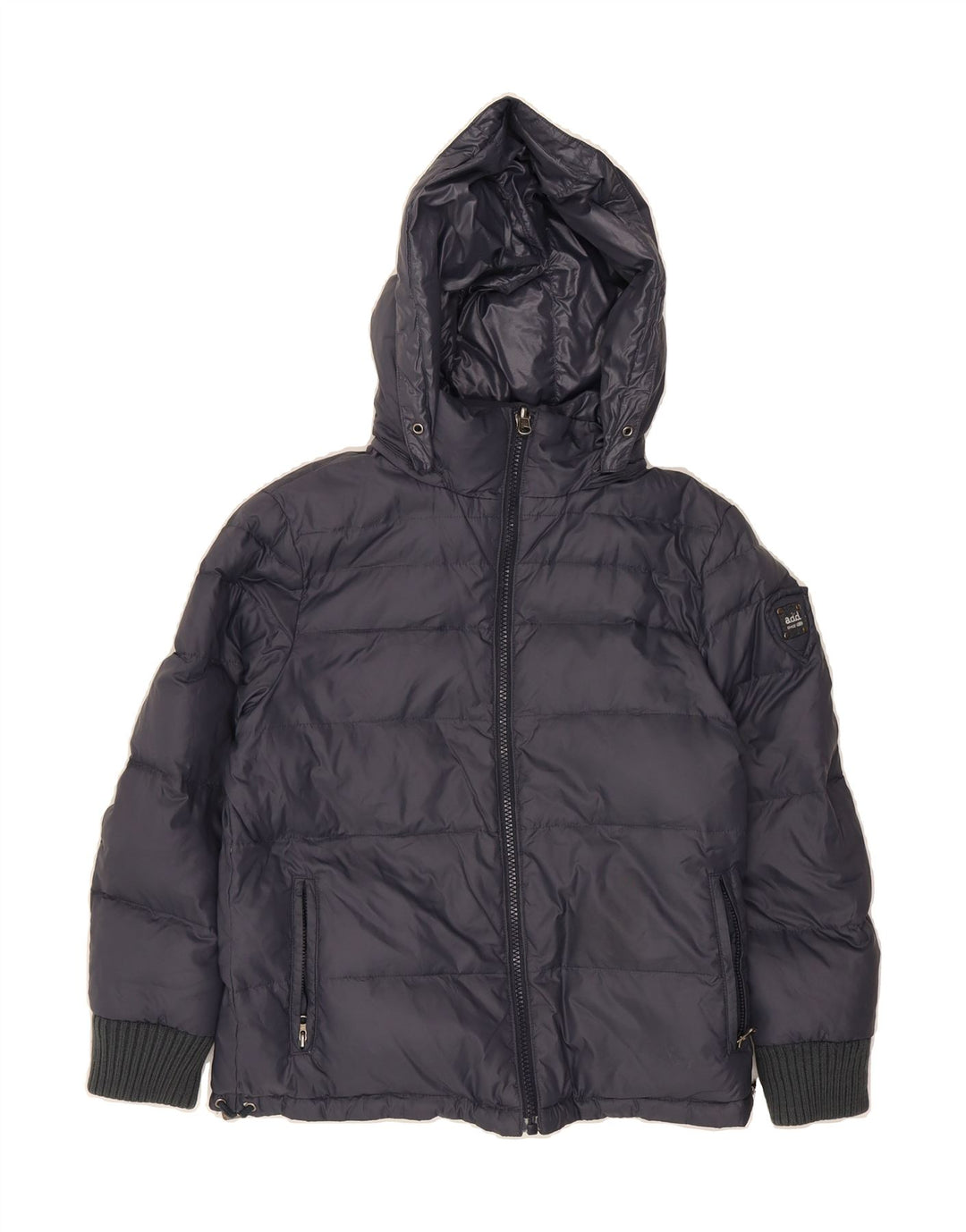 ADD Girls Hooded Reversible Padded Jacket 11-12 Years 2XS Grey Polyester Vintage ADD and Second-Hand ADD from Messina Hembry 