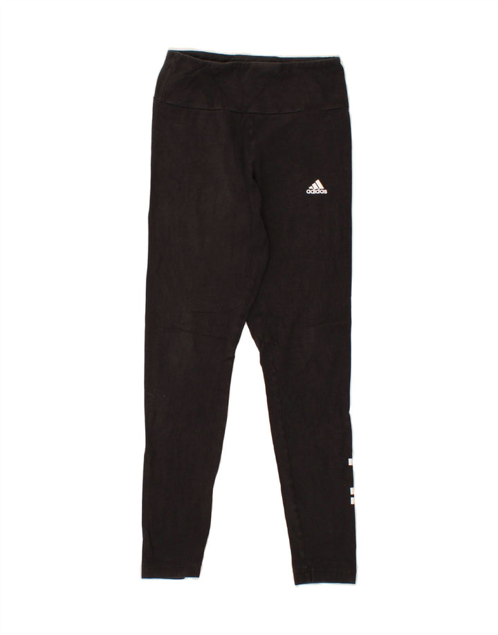 ADIDAS Womens Graphic Leggings UK 8 Small Black Cotton Vintage Adidas and Second-Hand Adidas from Messina Hembry 