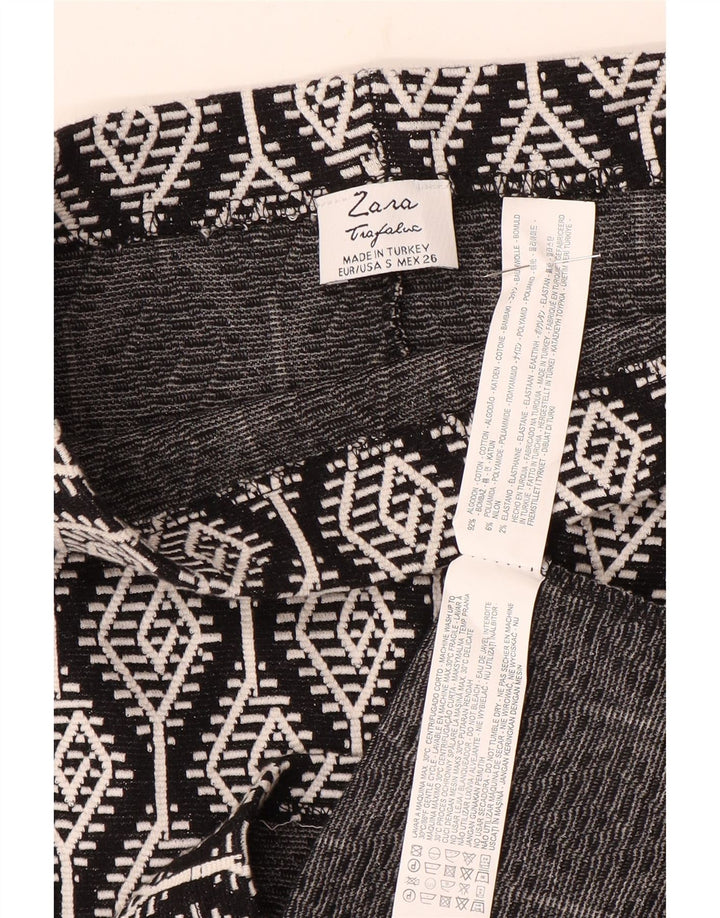 Gonna dritta da donna Zara piccola W26 cotone ikat nero