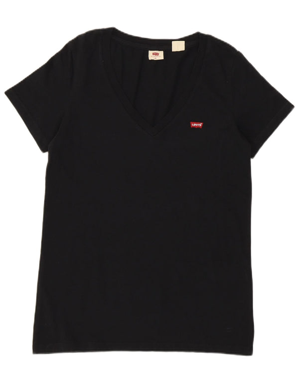 T-shirt da donna vestibilità ampia Levi's UK 6 XS cotone nero
