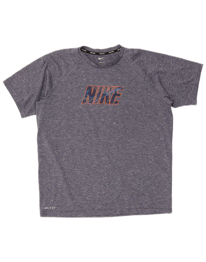 T-shirt grafica da uomo Nike Dri Fit Top medio blu navy screziato