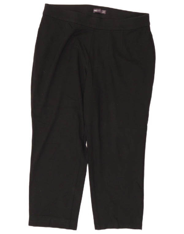 Marks & Spencer Womens Cropped Trousers UK 16 Large W34 L24 Black Viscose