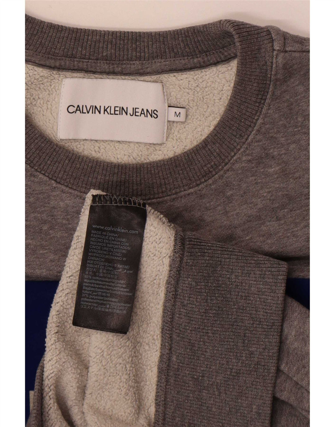 Felpa grafica da donna Calvin Klein Jeans Jumper UK 14 Grigio medio