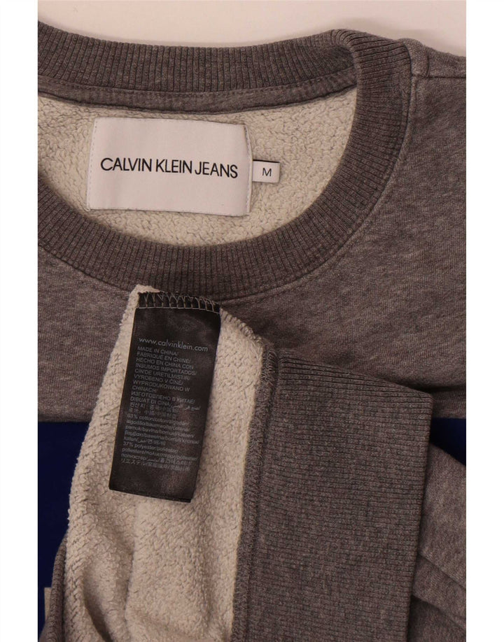 Felpa grafica da donna Calvin Klein Jeans Jumper UK 14 Grigio medio