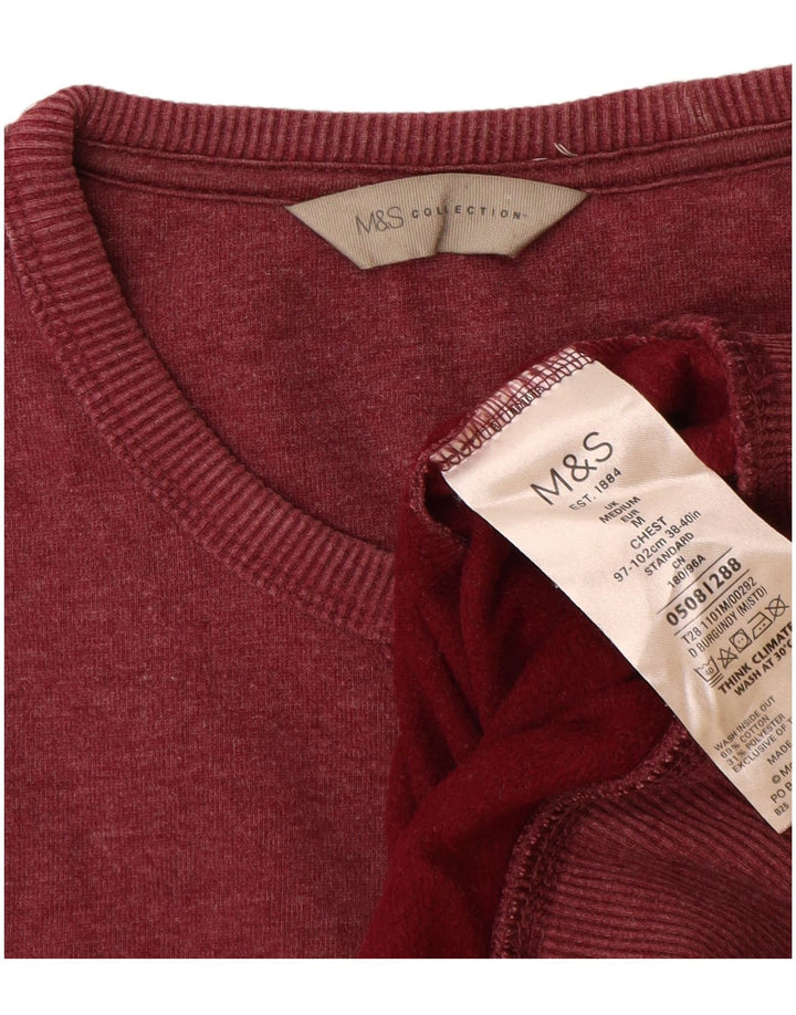 Felpa da uomo Marks & Spencer in cotone bordeaux medio