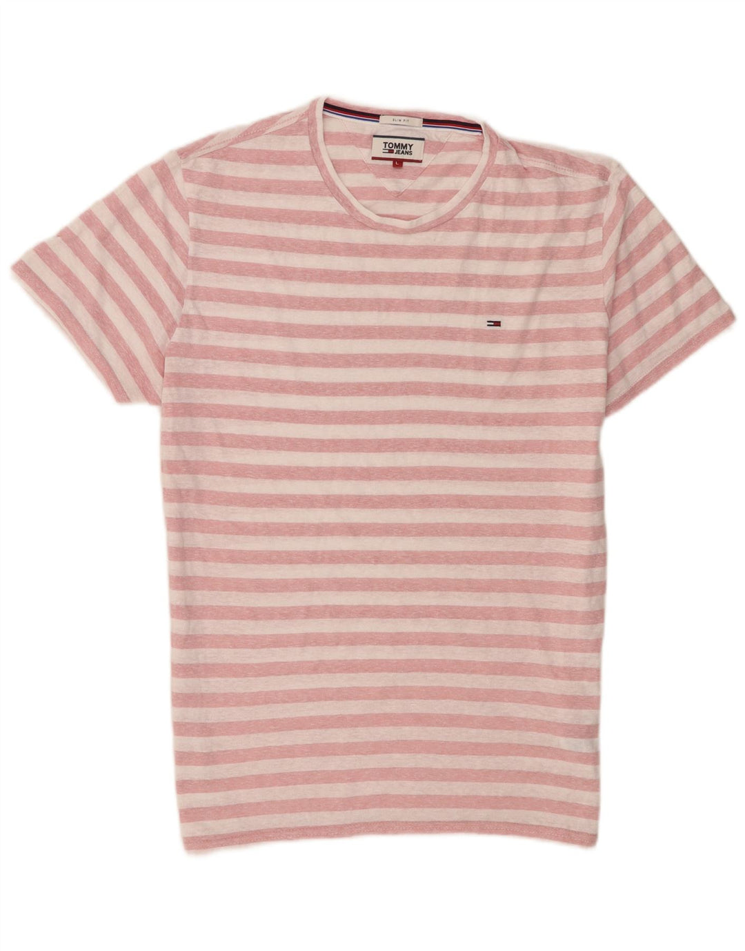 T-shirt da uomo Tommy Hilfiger Top grande poliestere a righe rosa