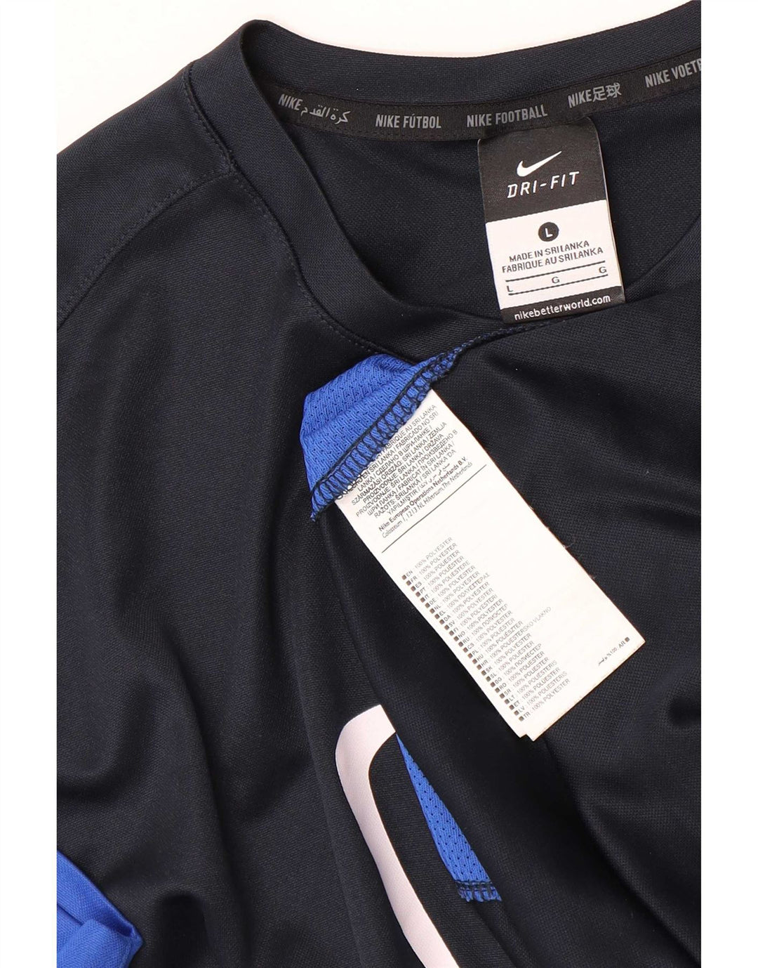 Nike - T-shirt grafica da uomo Dri Fit, taglia grande, in poliestere color block blu navy