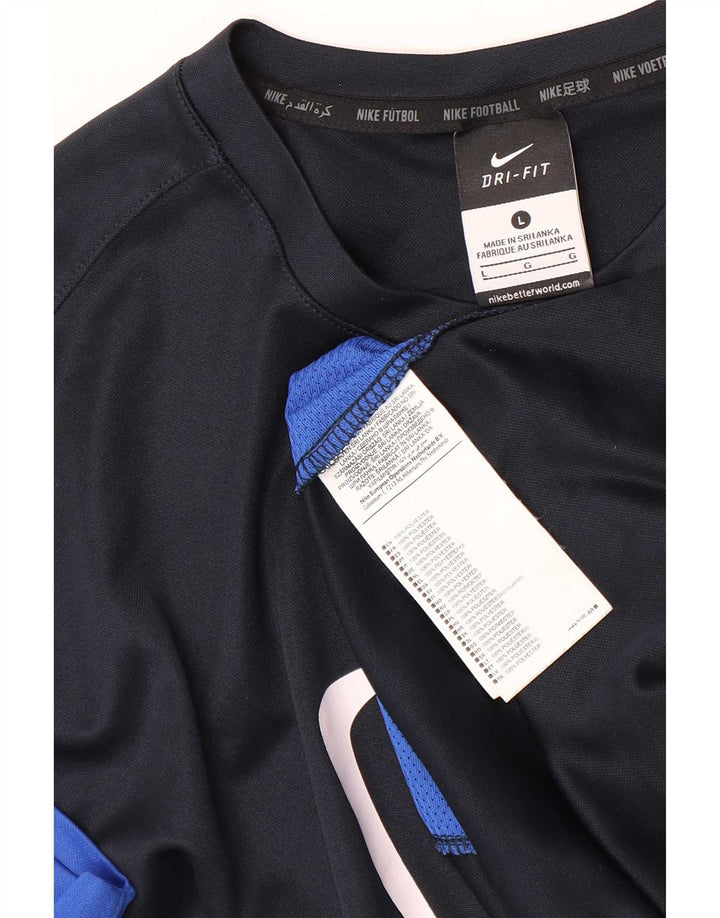 Nike - T-shirt grafica da uomo Dri Fit, taglia grande, in poliestere color block blu navy