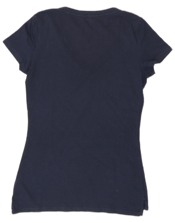 TOMMY HILFIGER T-shirt da donna Top UK 12 medio cotone blu navy