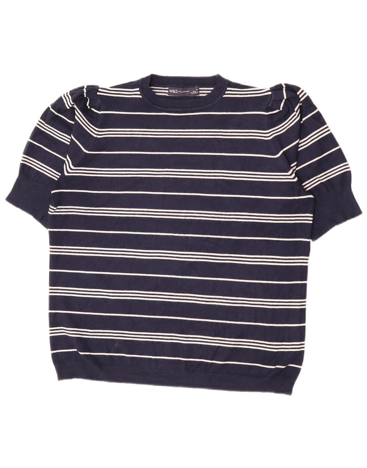 Maglione maglione girocollo da donna Marks & Spencer UK 14 blu navy medio