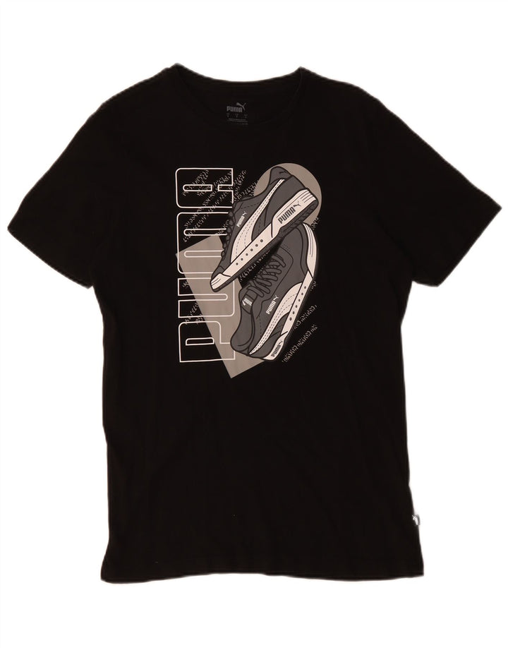 T-shirt grafica da uomo Puma Top Small in cotone nero