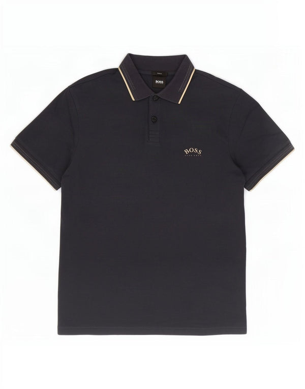 Polo da uomo slim fit Hugo Boss piccola in cotone blu navy