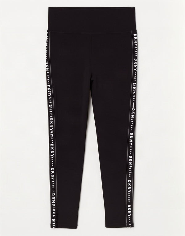 Dkny Womens Graphic Leggings UK 14 Medium Black Cotton