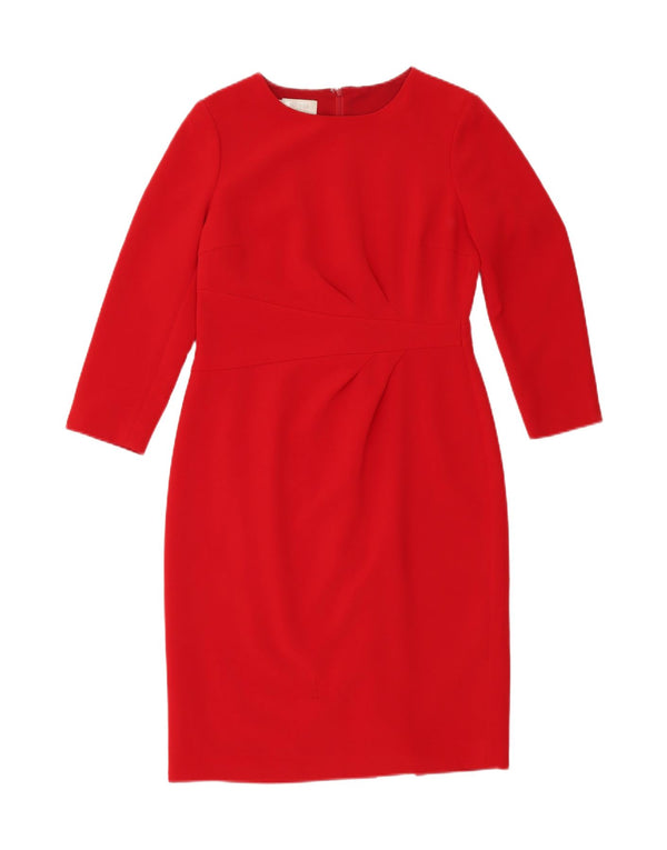 HOBBS Womens 3/4 Sleeve Sheath Dress UK 12 Medium Red Polyester