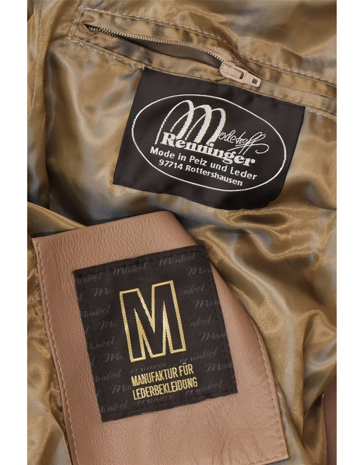 Giacca in pelle scamosciata da donna VINTAGE UK 10 piccola pelle beige