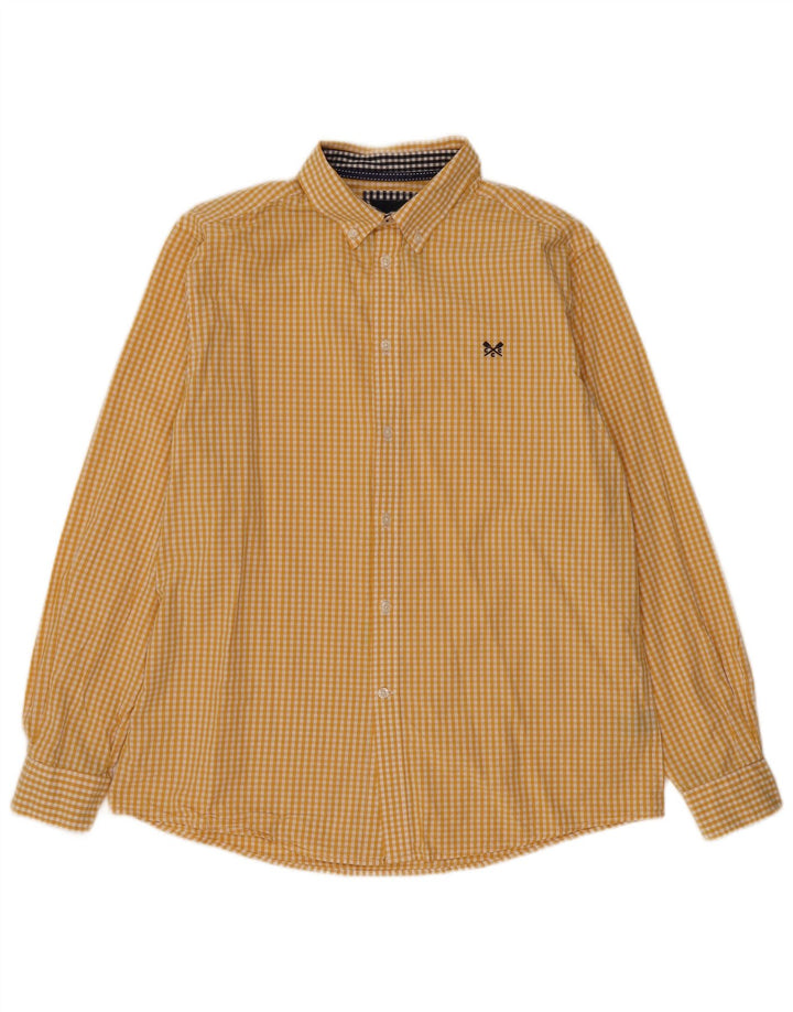 Crew Clothing Camicia da uomo dalla vestibilità classica, grande, in cotone a quadretti gialli