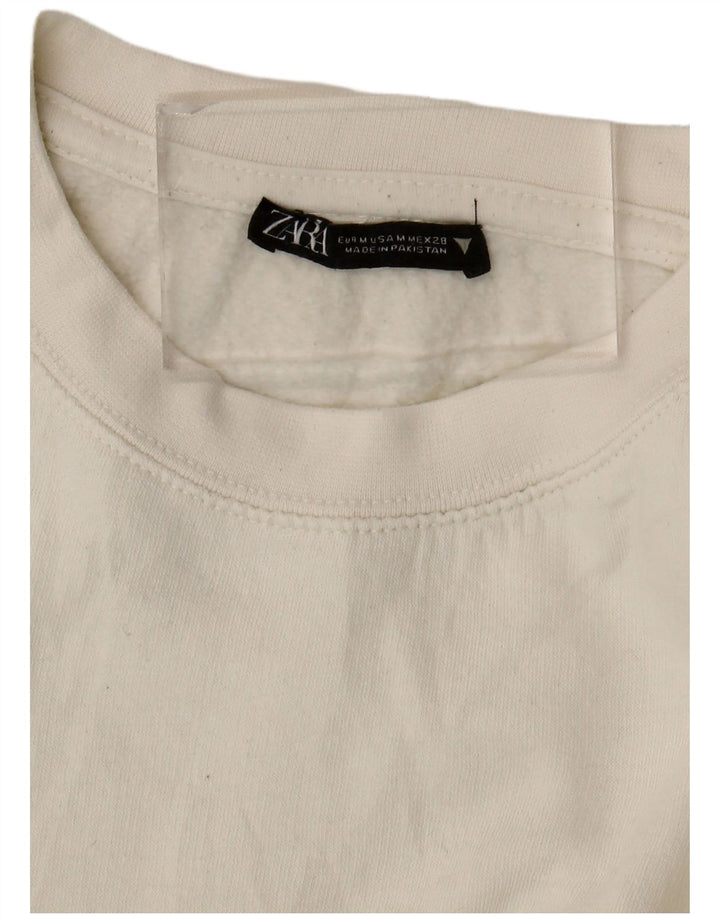Felpa corta da donna Zara, maglione UK 14, bianco medio