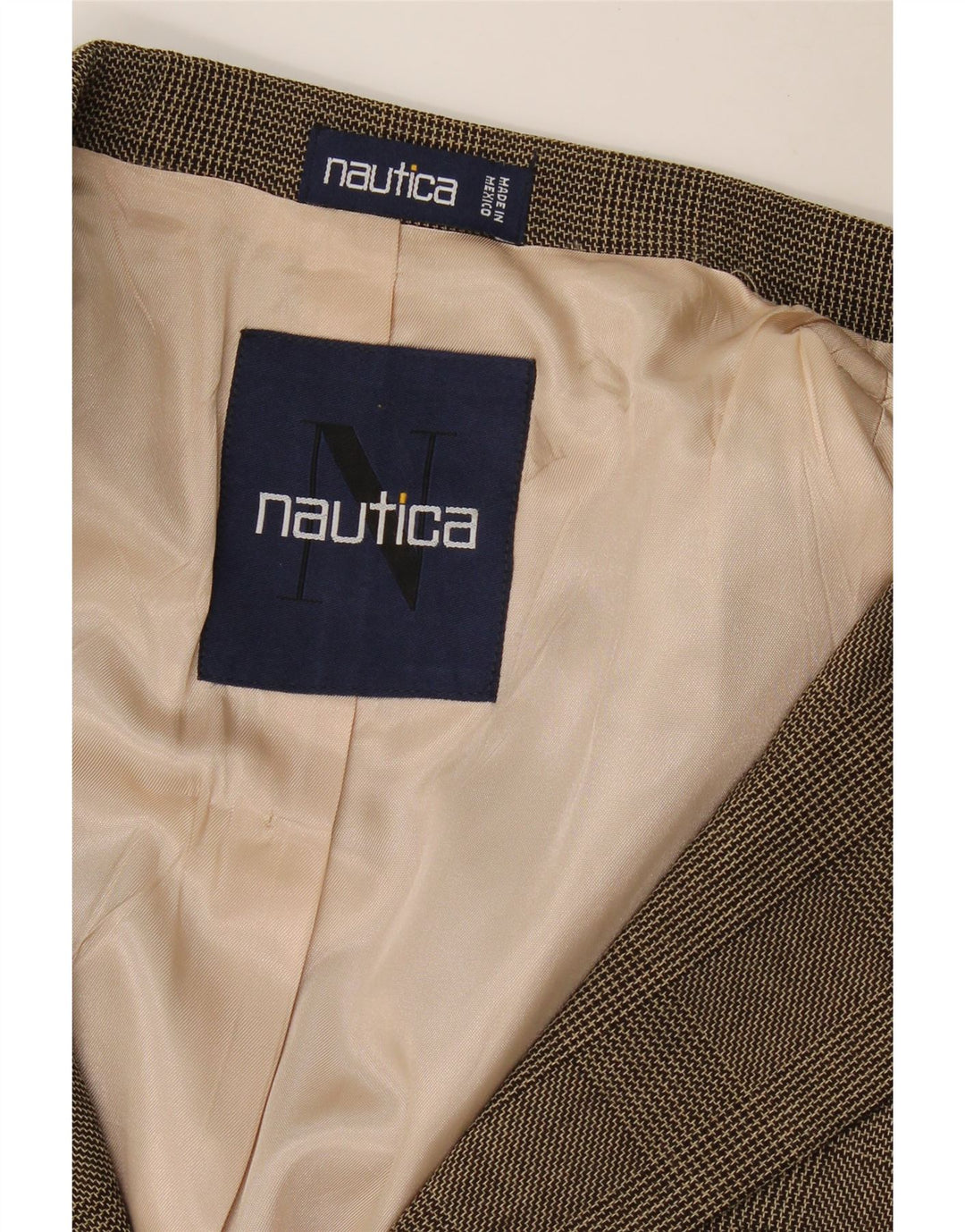 Giacca blazer da uomo a 3 bottoni Nautica UK 40 grande quadretto marrone