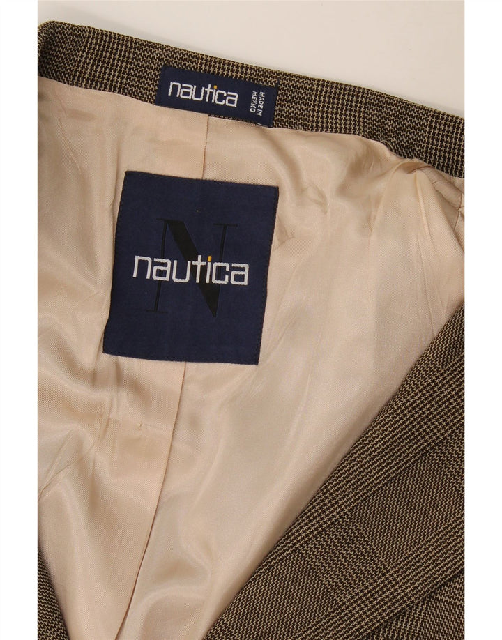 Giacca blazer da uomo a 3 bottoni Nautica UK 40 grande quadretto marrone
