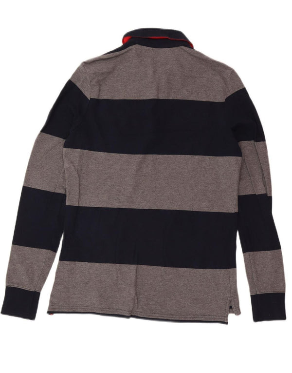 Polo da rugby a maniche lunghe da donna Tommy Hilfiger UK 14 Large Grey Striped