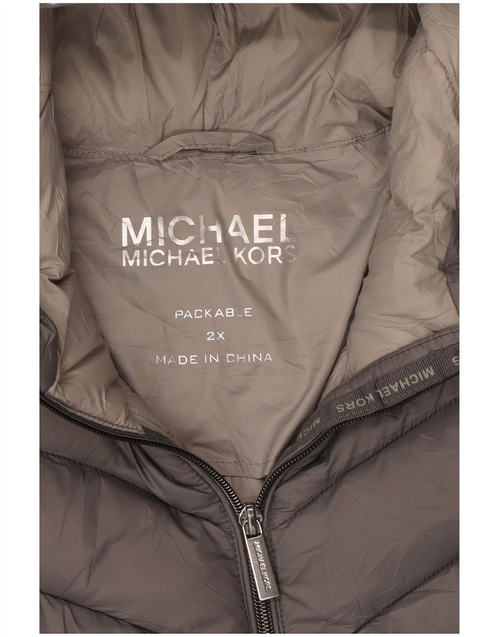 Cappotto imbottito oversize con cappuccio da donna Michael Kors UK 22 2XL Nylon grigio