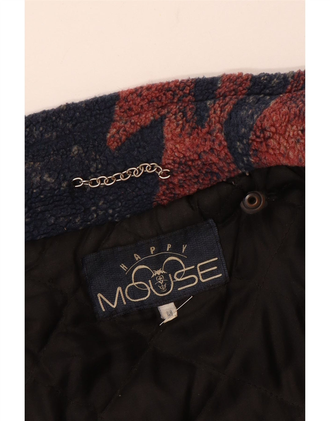 Giacca in pile vintage da uomo UK 38 media a righe blu navy