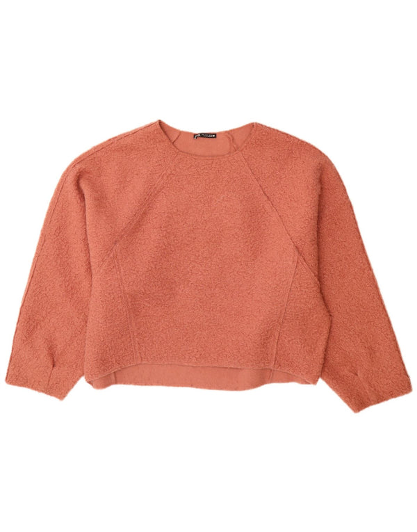 Zara Womens Oversized Boat Neck Jumper Sweater UK 16 Large Pink Polyester