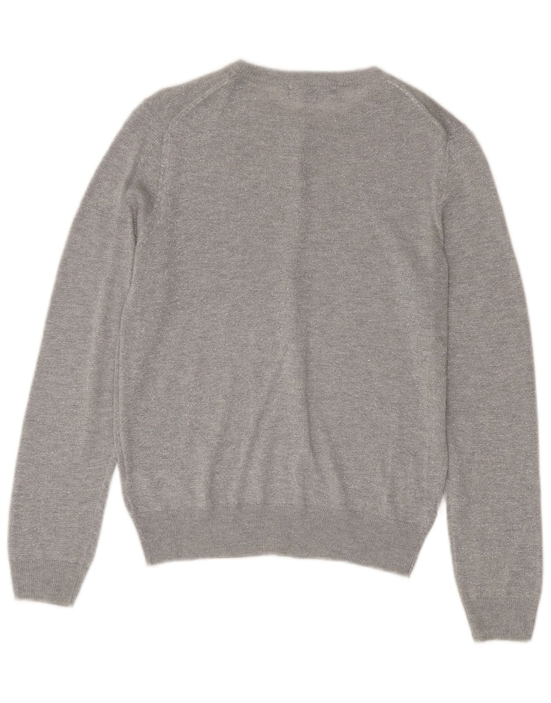 Maglione cardigan da donna Marks & Spencer UK 12 Viscosa chiazzata argento medio