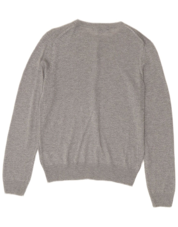 Maglione cardigan da donna Marks & Spencer UK 12 Viscosa chiazzata argento medio