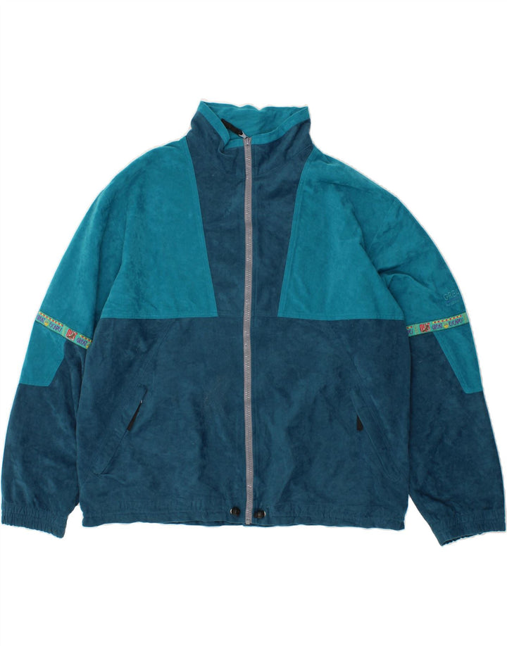 GREAT ESCAPES Mens Tracksuit Top Jacket XL Blue Colourblock Polyester Vintage Great Escapes and Second-Hand Great Escapes from Messina Hembry 
