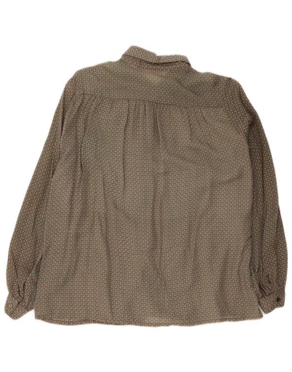 Camicetta camicia vintage da donna EU 42 grande acetato floreale verde retrò