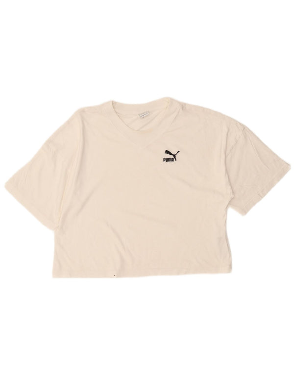 T-shirt corta oversize da donna Puma UK 6 XS cotone bianco