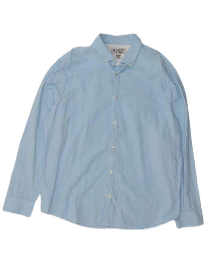 PENGUIN Mens Big & Tall Shirt 2XL Blue Cotton