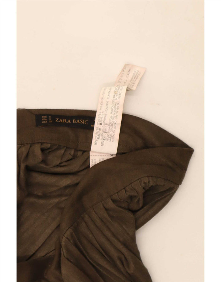 Gonna a trapezio da donna Zara piccola W26 poliestere kaki