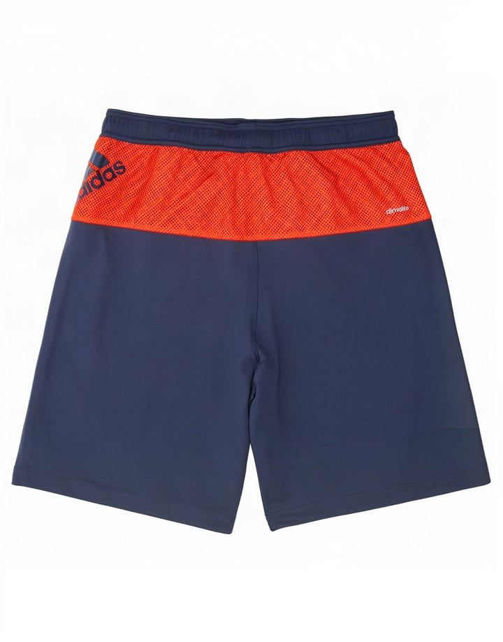 Pantaloncini sportivi da uomo Adidas Medi in poliestere color block blu navy