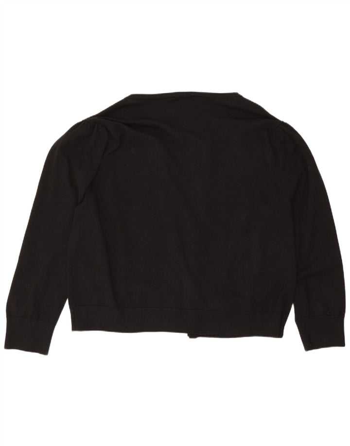 Dkny Maglione cardigan aperto da donna UK 18 XL Nero Poliestere